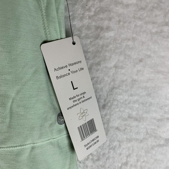 Harmony & Balance Shorts Women's Large Green Stretch High-Waist Drawstring 6895 - Picture 2 of 7